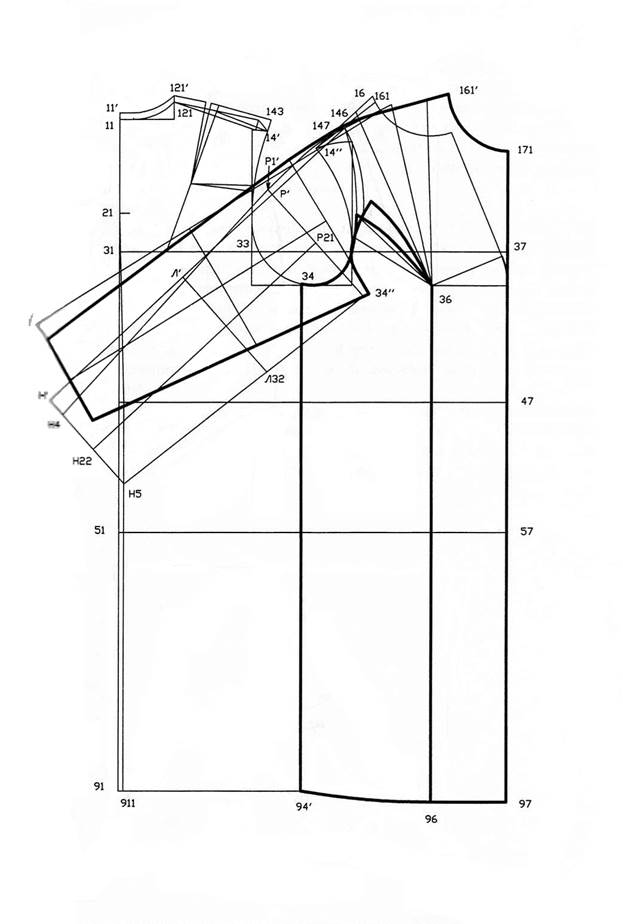 Цельнокроенный рукав чертеж