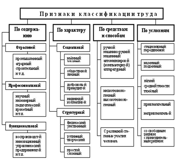 Примеры видов труда