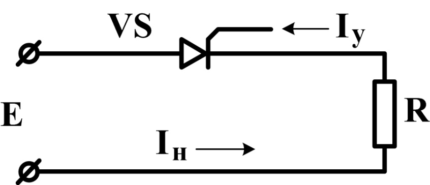 Схема включения тиристора в цепь постоянного тока