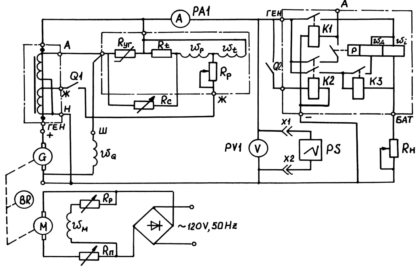 Принципиальная электрическая схема лабораторной установки
