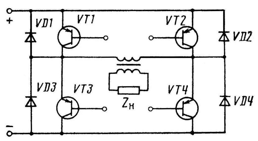 Схема двухтактного мостового преобразователя