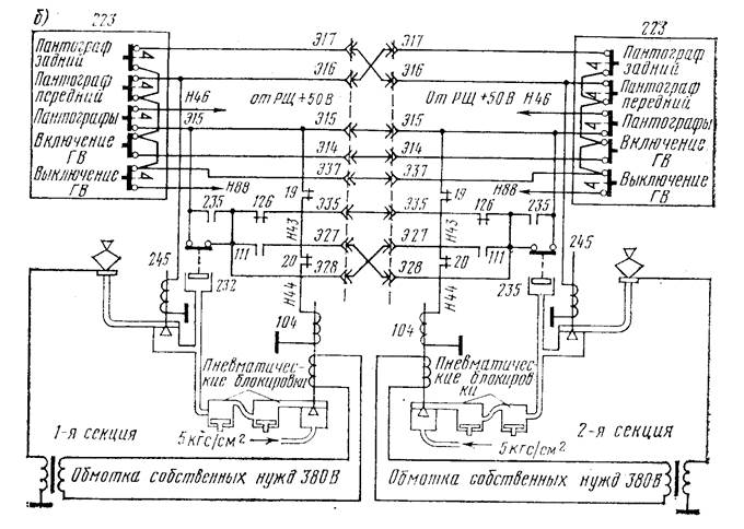 Схема поднятия токоприемника 3эс5к
