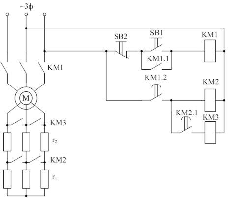 Схема включения электродвигателя с фазным ротором