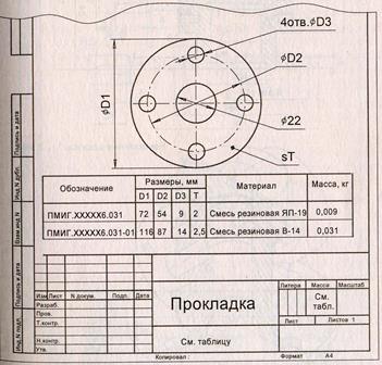 Чертеж прокладки резиновой