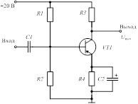 Схема включения каскада с общим эмиттером