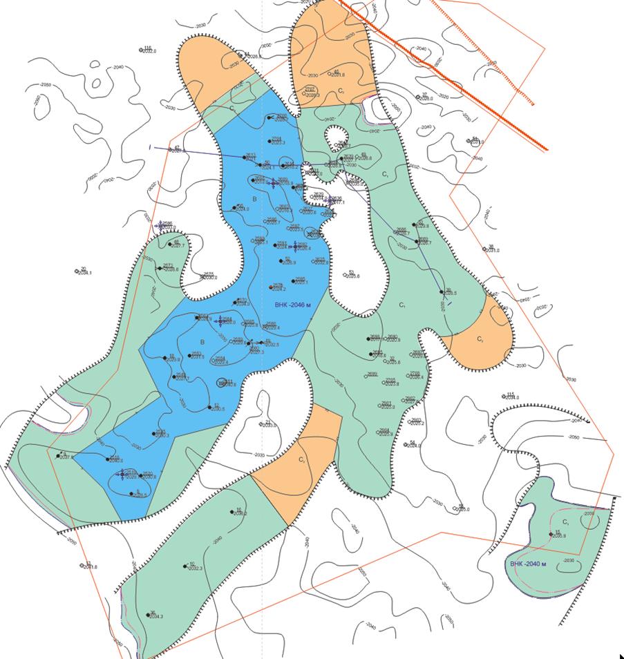 Карта нефтенасыщенных толщин пласта составляется только в пределах залежи на основе карты