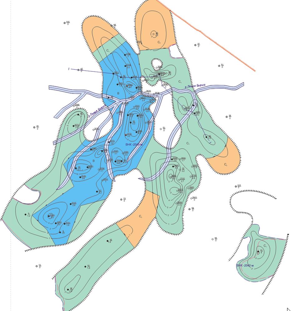 Карта нефтенасыщенных толщин