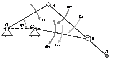 Шарнирный четырехзвенник план скоростей и ускорений