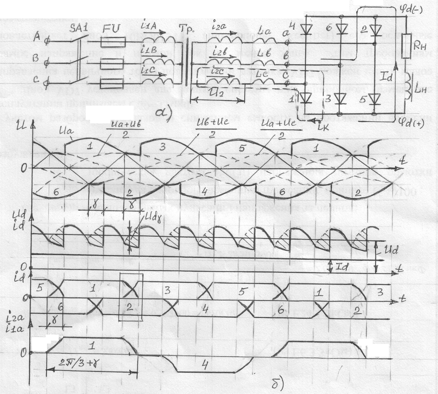 Схема трехфазного неуправляемого выпрямителя