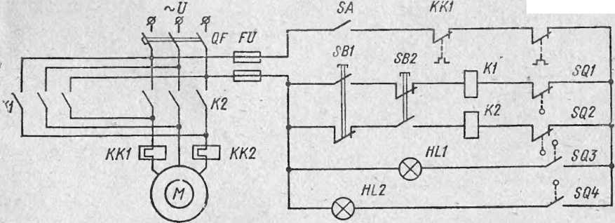 Принципиальная электрическая схема лебедки