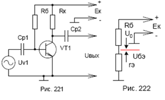 Схема коллекторной температурной стабилизации положения рабочей точки транзистора основана на обратной связи