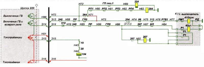 Схема включения главного выключателя электровоза вл80с