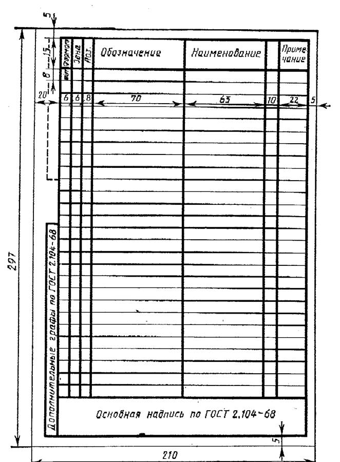 Спецификация чертежа образец