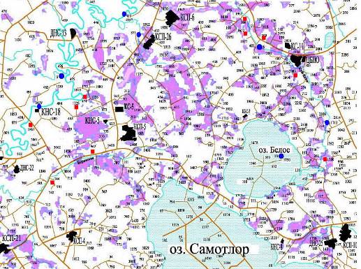 Карта кустов лангепаснефтегаз