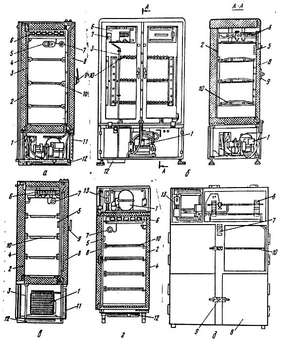 Чертеж холодильного шкафа в разрезе