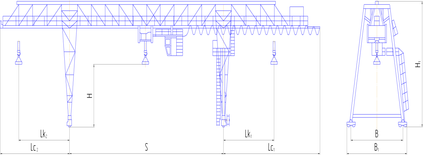 Козловой кран схема. Козловой кран ККС-10-32 чертеж. Чертеж козлового крана ККС-10. Кран ККС-10 чертеж. Двухконсольный козловой кран ККС-10 схема.