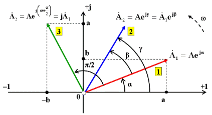 Укажите параметры синусоидальной функции времени отражаемые вектором на плоскости комплексных чисел