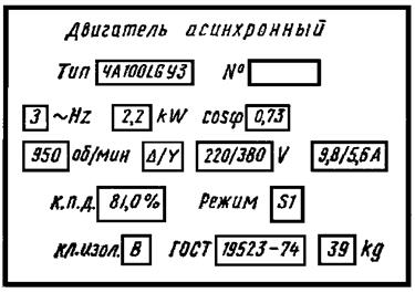 Табличка на двигатель