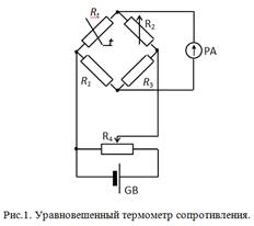 Схема простейшего измерителя температуры