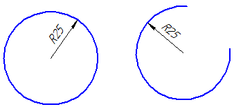 Размер радиуса дуги на чертеже