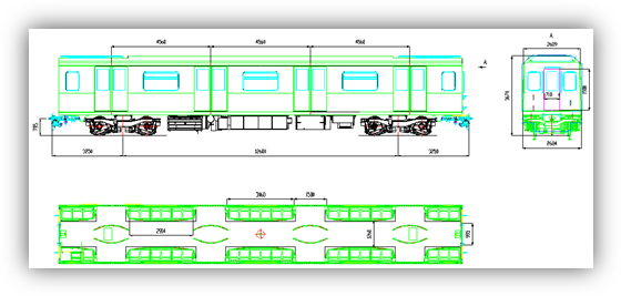 Чертеж вагона метро